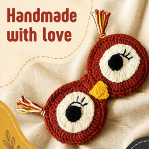 Wide-eyed owl coaster
